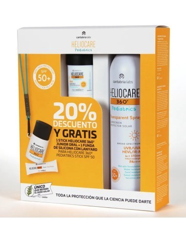 PACK HELIOCARE 360 Stick Pediatrico SPF50+ + Spray Transparente Pediatrico (50ml + 200ml)