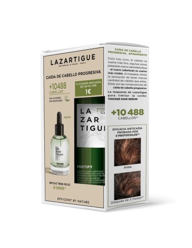 PACK Sérum Anticaída THICKER + Champú Fortify 1€ Lazartigue (50ml)